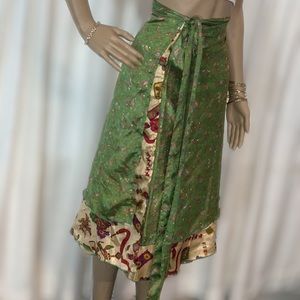 Double Layer Reversible Silk Wrap Skirt/Dress